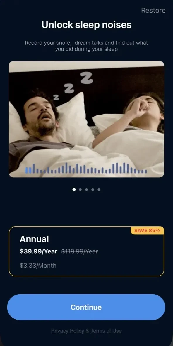 Sleep Monitor paywall screen