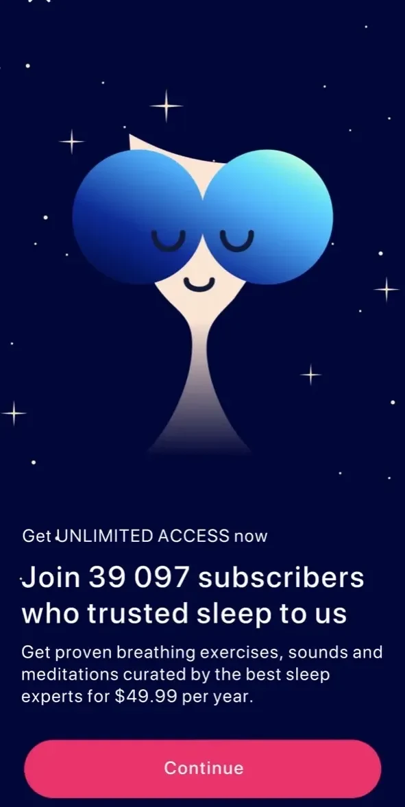 Sleep With Me paywall screen