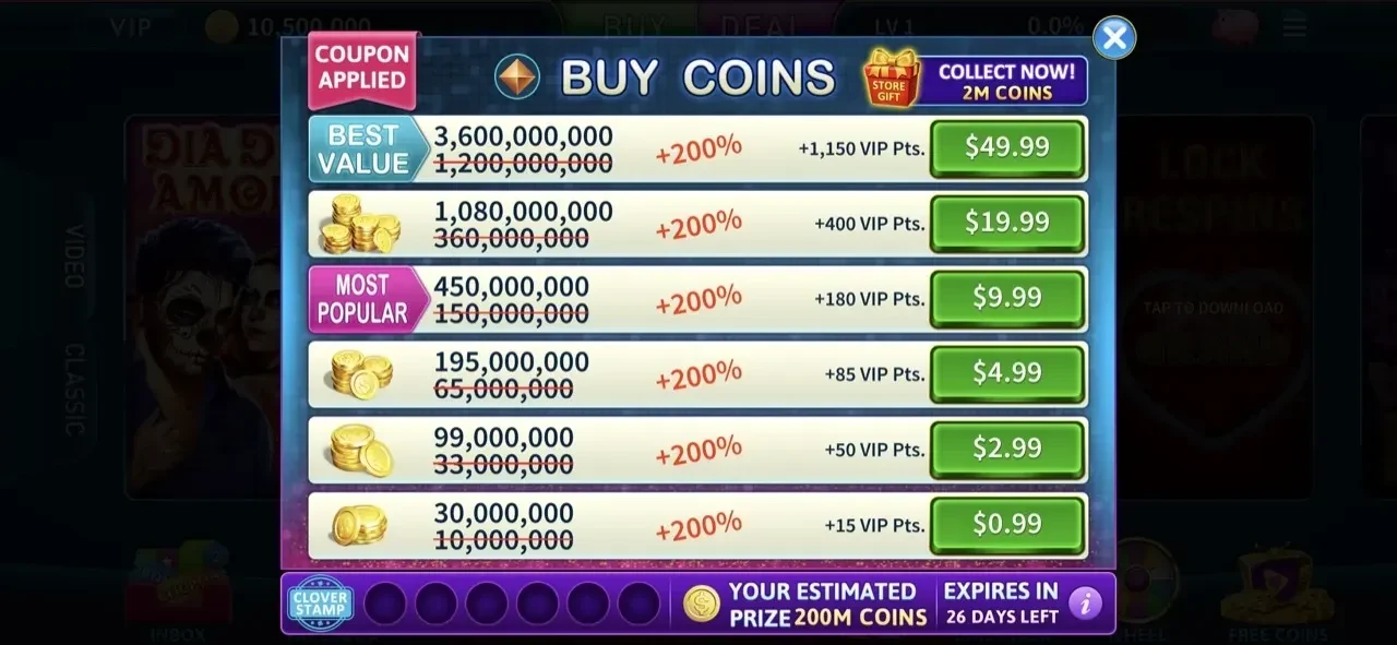 Slots Casino paywall screen