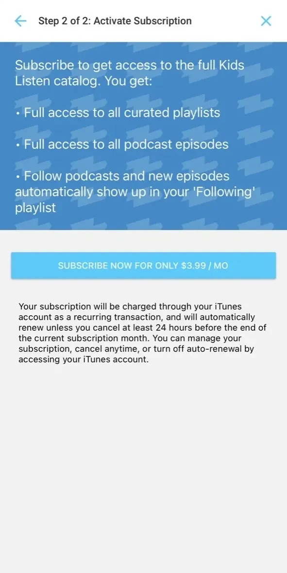 Smalltalk.fm Podcasts paywall screen