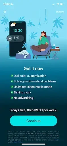 Smart Alarm Clock paywall screen