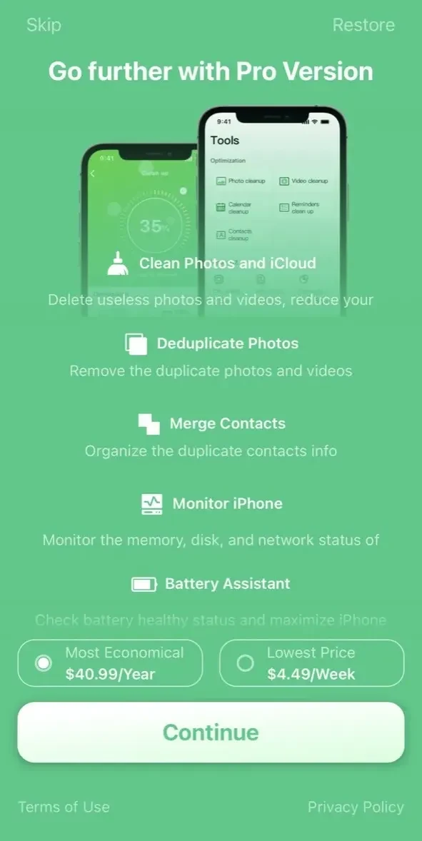 Cleanup Master paywall screen