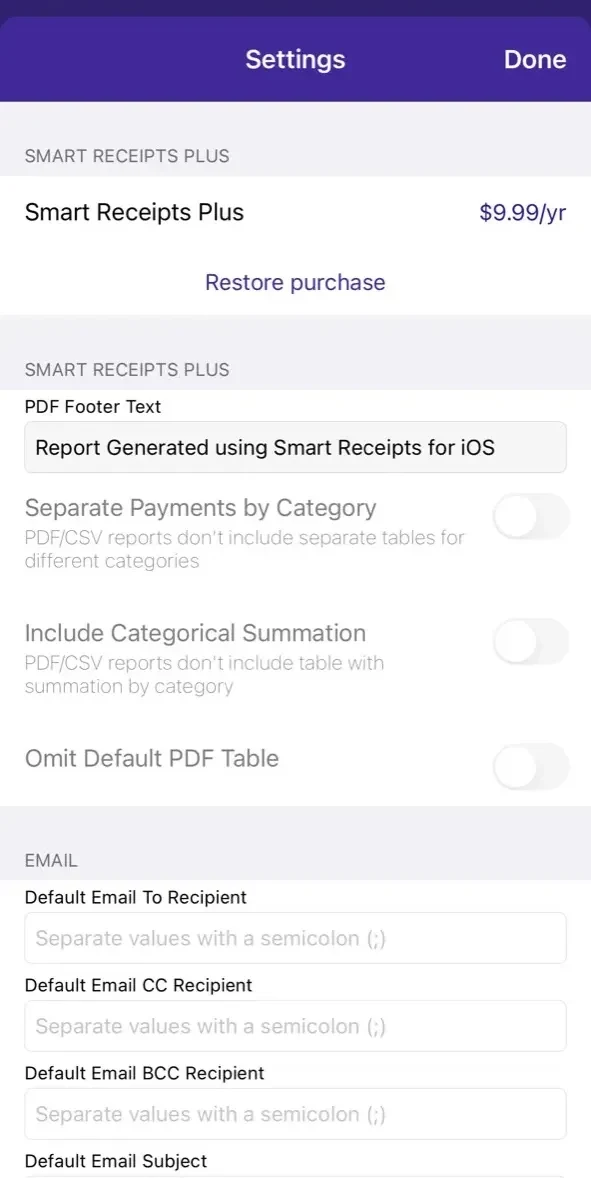 Smart Receipts paywall screen