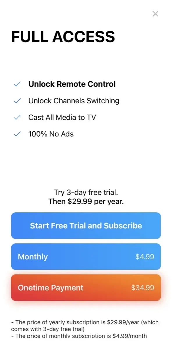 Smart Remote paywall screen