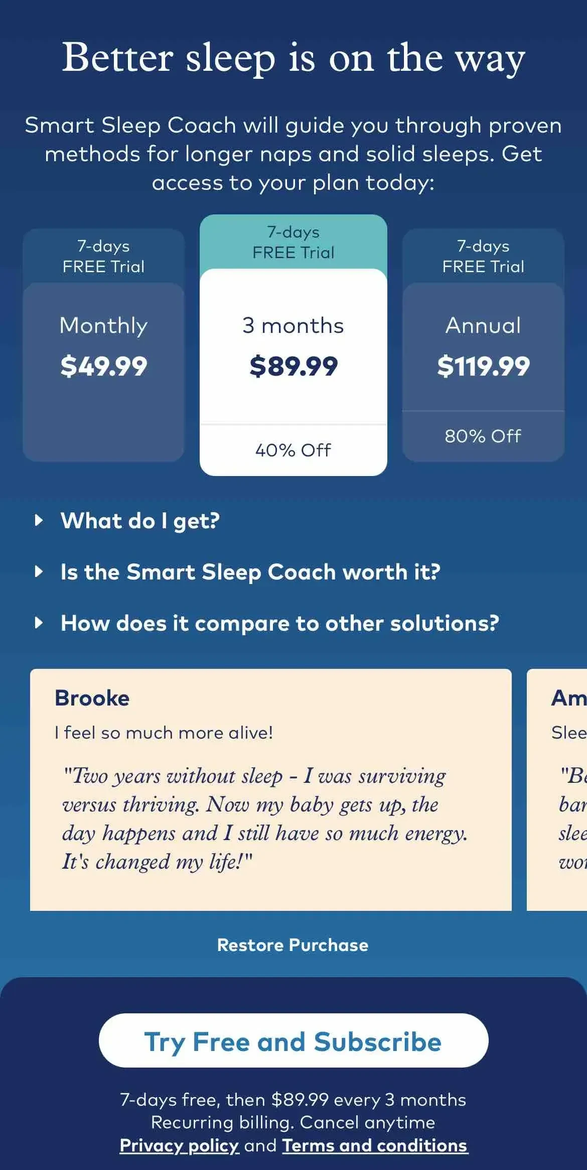 Smart Sleep Coach paywall screen
