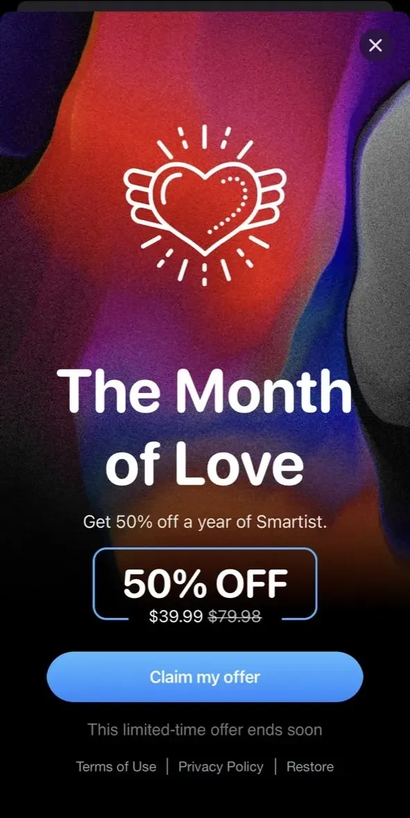 Smartist paywall screen