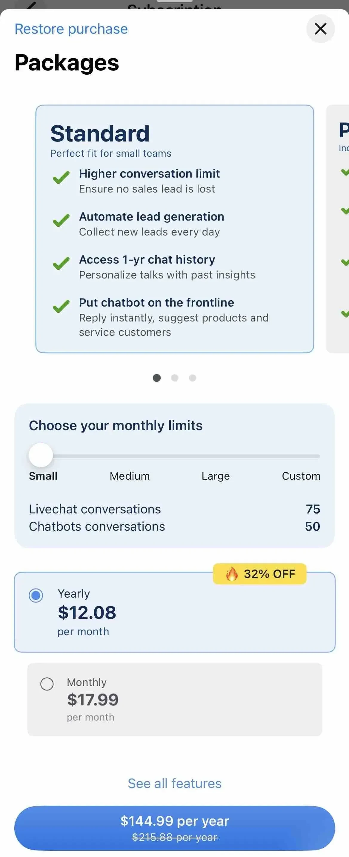 Smartsupp paywall screen