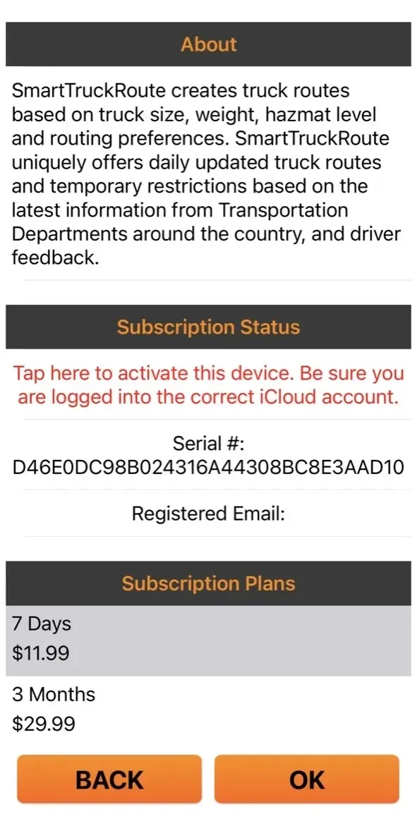 SmartTruckRoute paywall screen