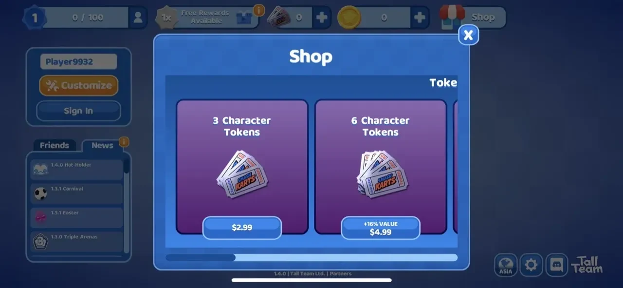 SmashKarts.io paywall screen
