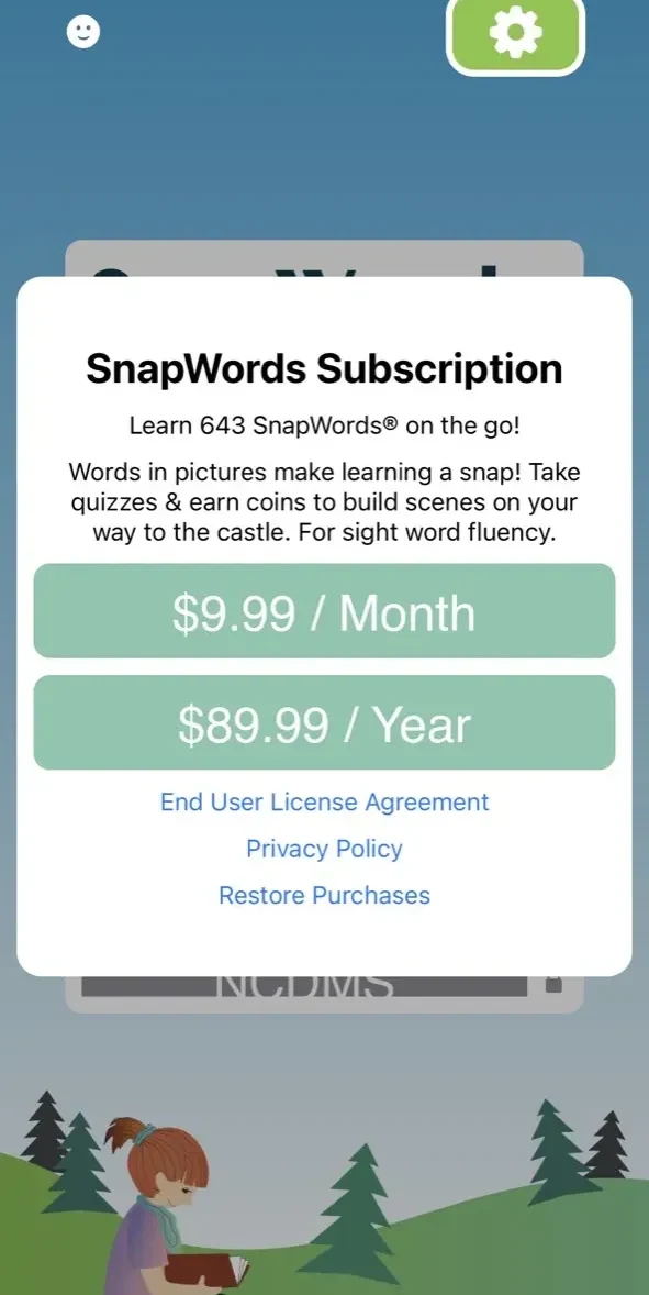 SnapWords® paywall screen