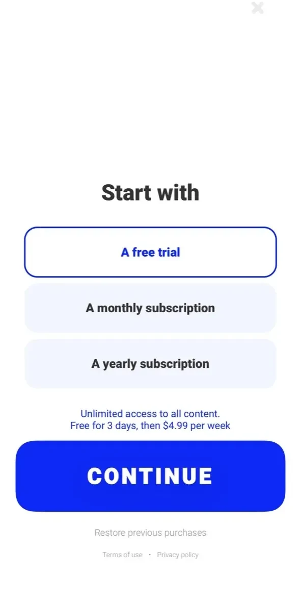 Snax paywall screen