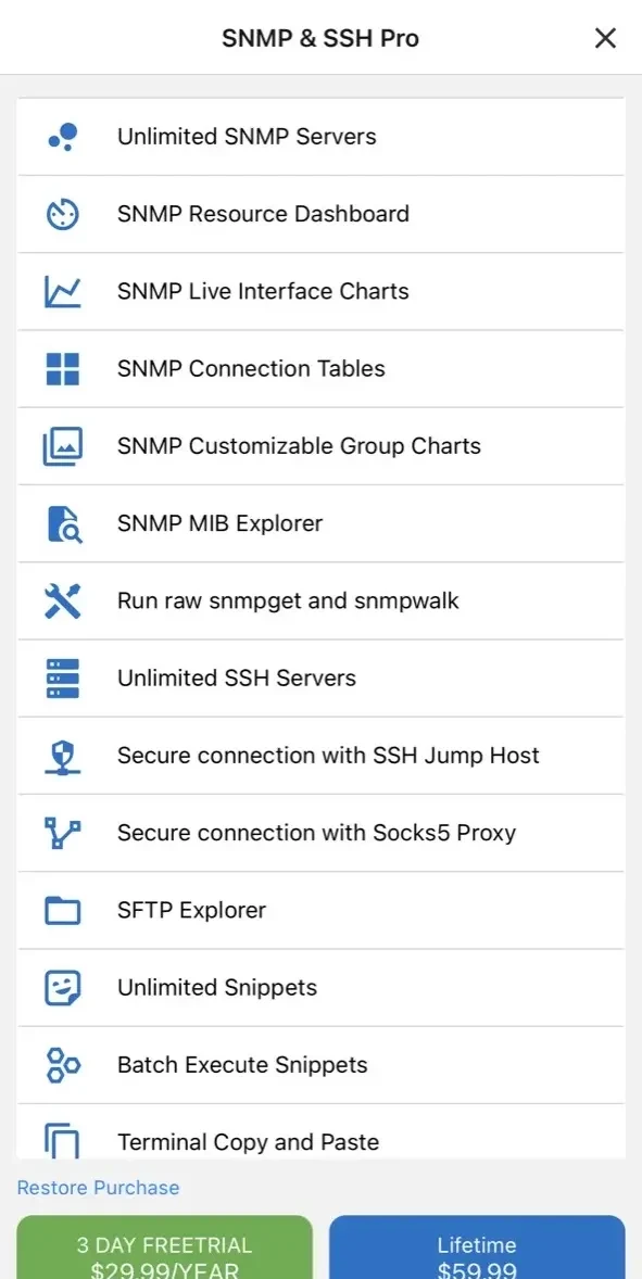 SNMP paywall screen