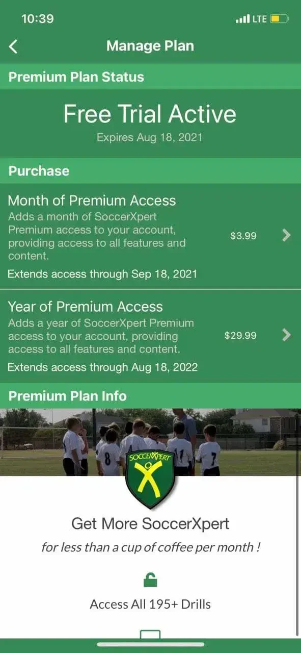 SoccerXpert Coach App paywall screen