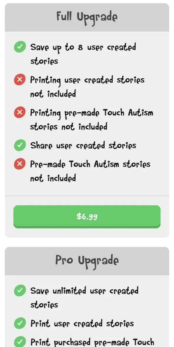 Social Story Creator paywall screen