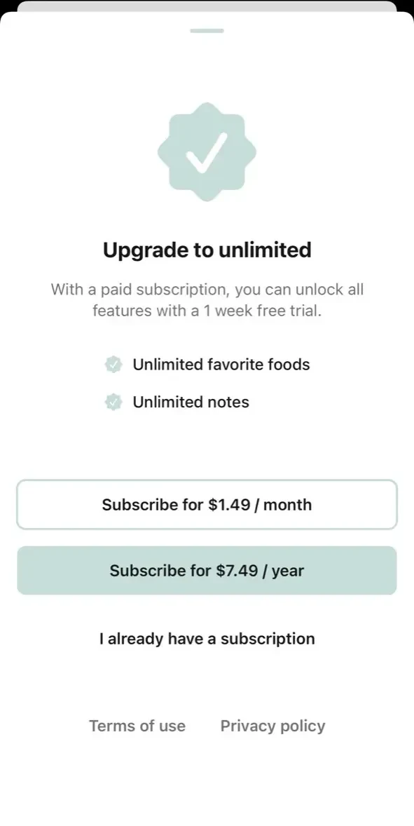 Solid paywall screen