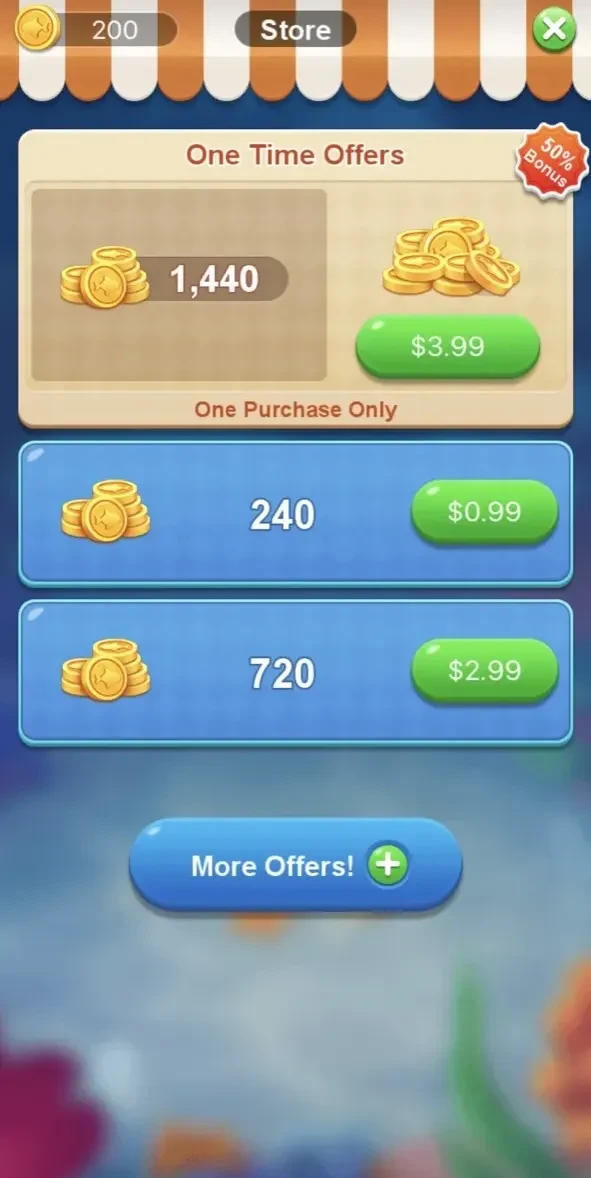 Solitaire Klondike Fish paywall screen