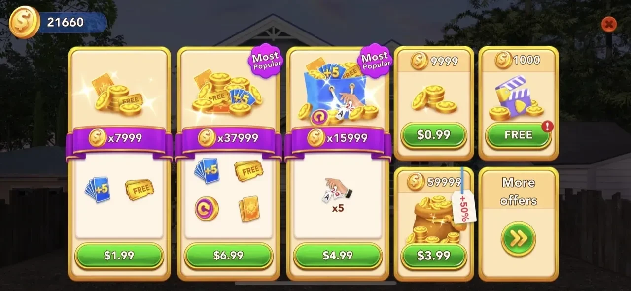 Solitaire Tripeaks Makeover paywall screen
