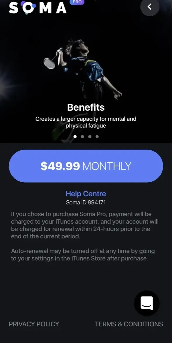 Soma NPT paywall screen