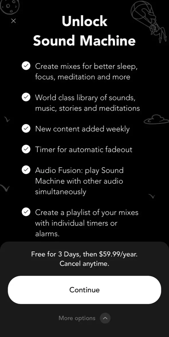 Sound Machine paywall screen