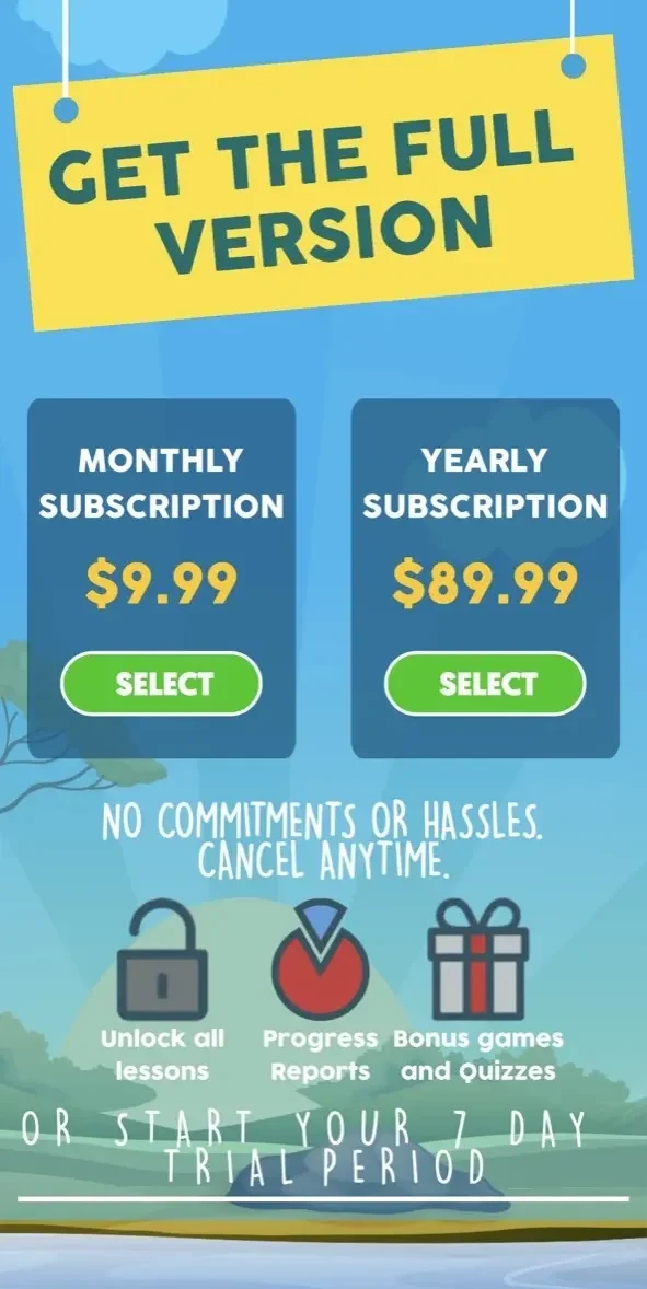 Spanish Safari paywall screen