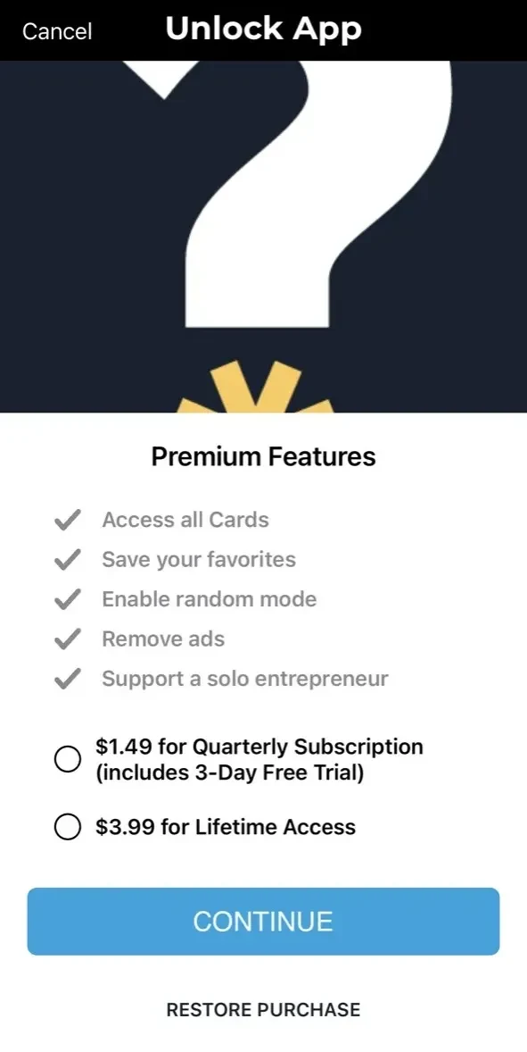 Sparks paywall screen