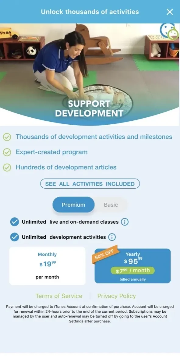 BabySparks paywall screen
