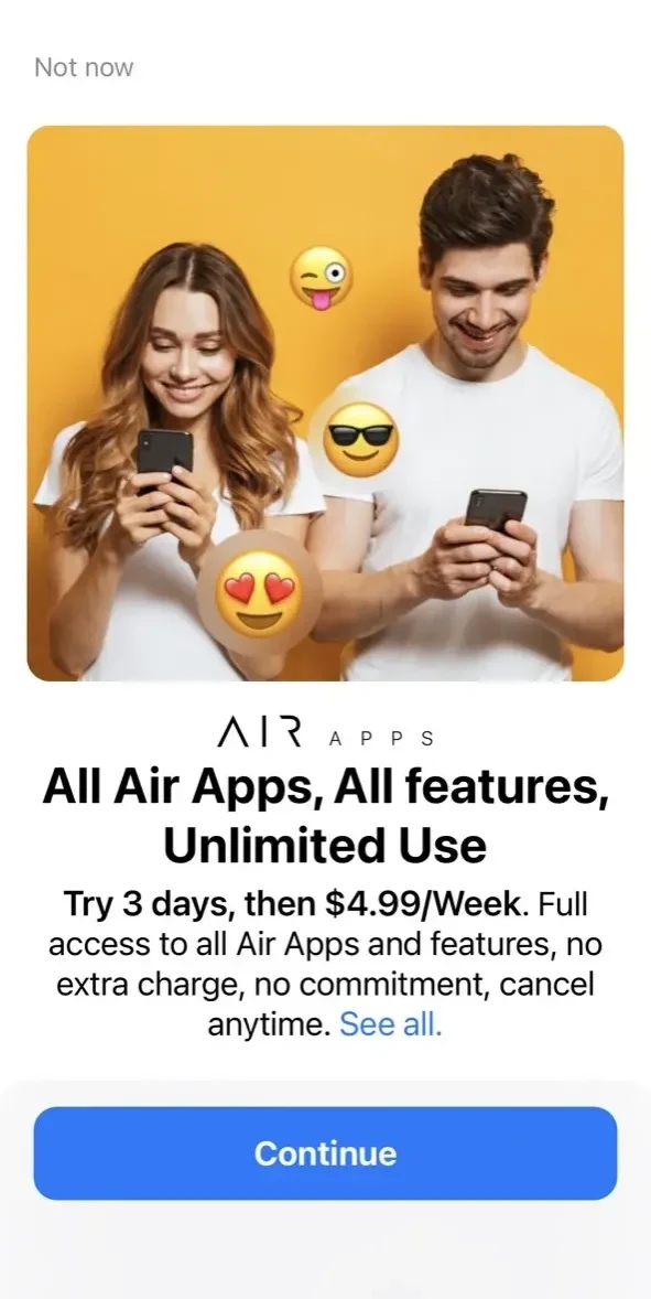 Speech Air paywall screen