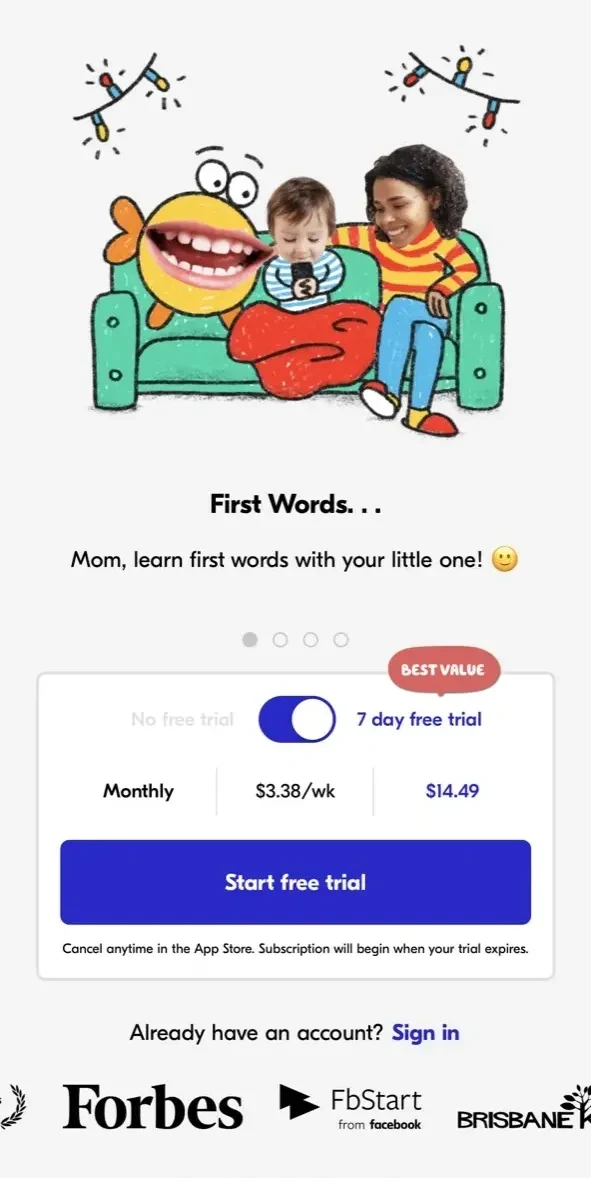 Speech Blubs paywall screen