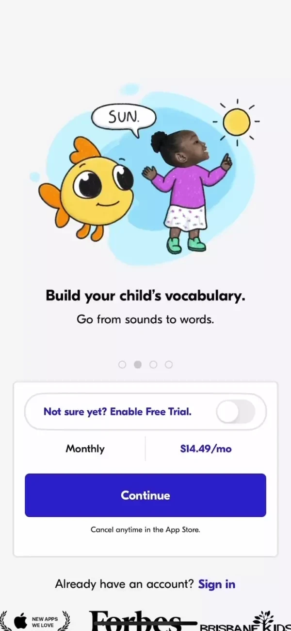 Speech Blubs paywall screen