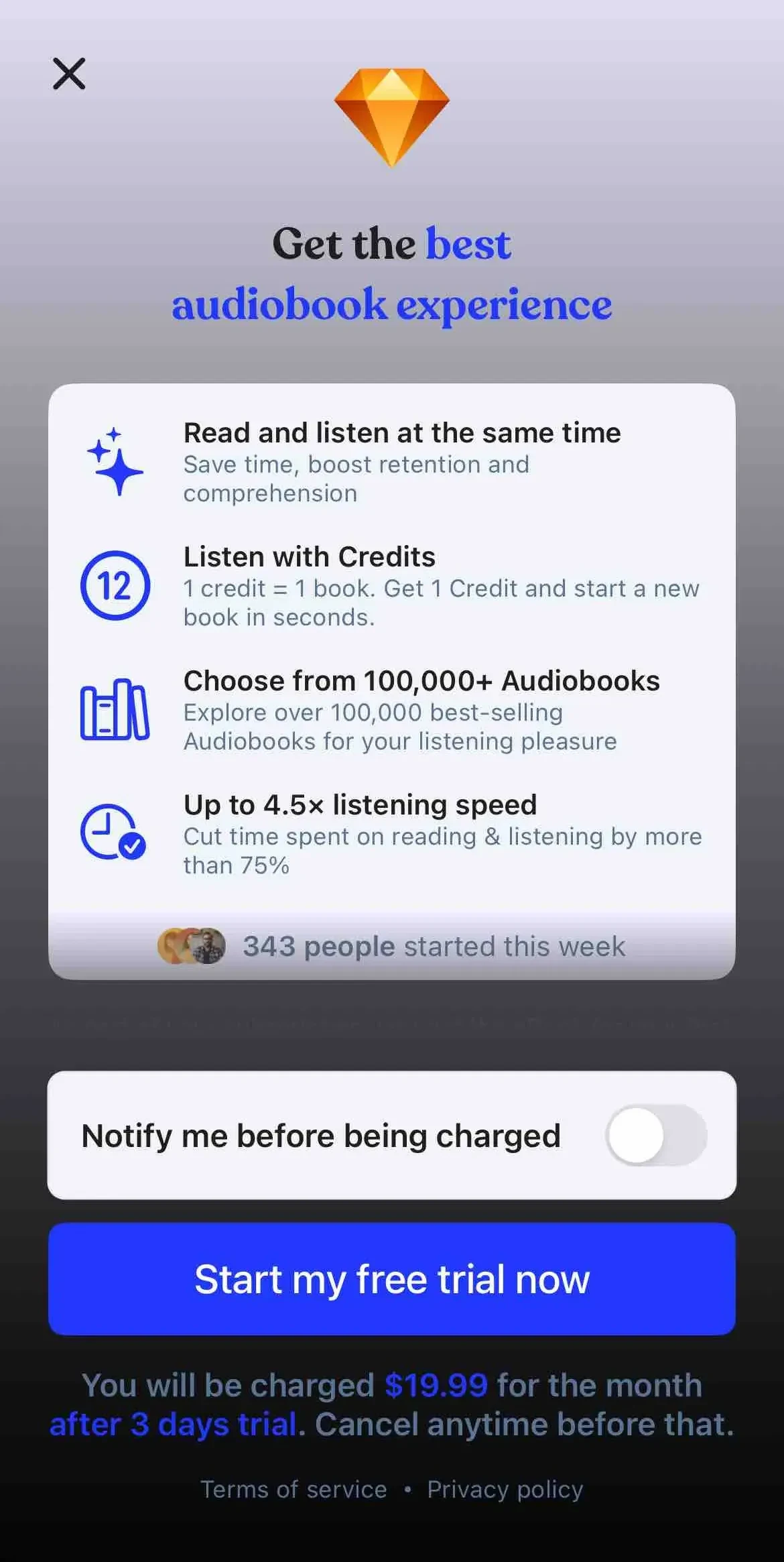 Speechify Books paywall screen