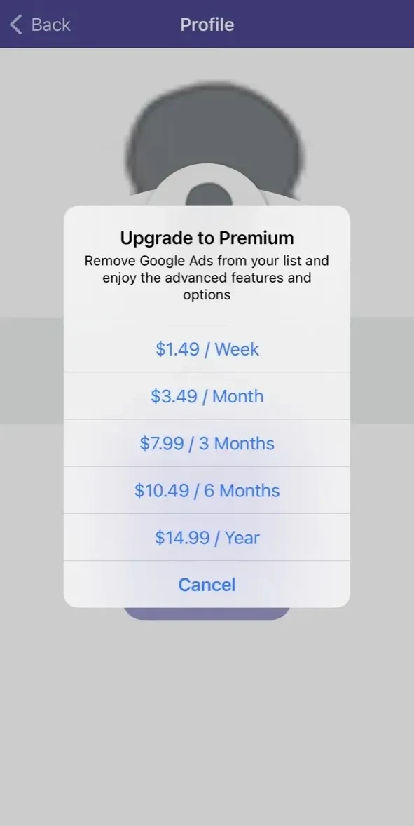 Speed Shopping List paywall screen