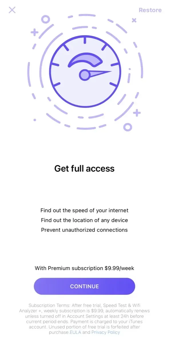 Speed Test paywall screen