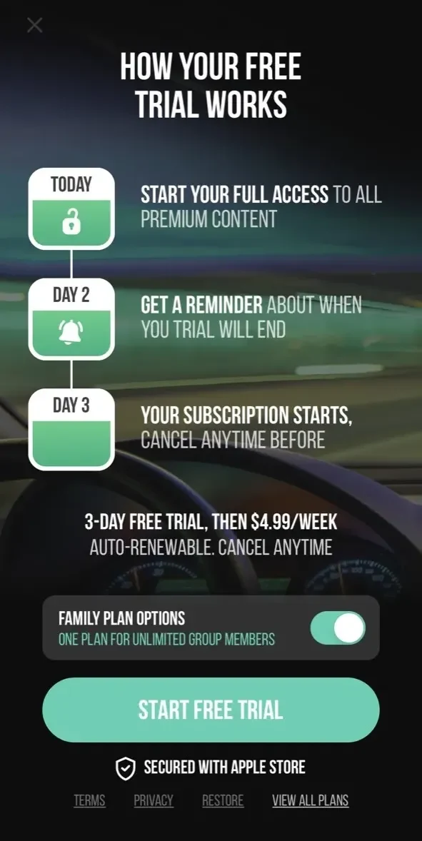 GPS Speedometer paywall screen