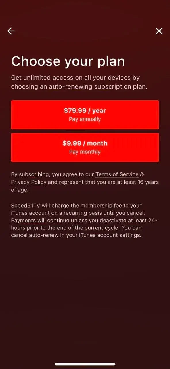 RacingAmerica.tv paywall screen
