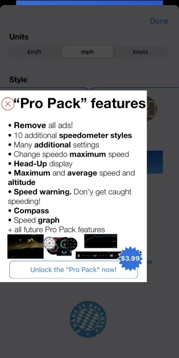 Speedometer Speed Box App paywall screen