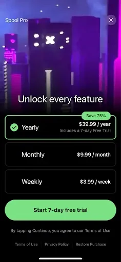 Spool paywall screen