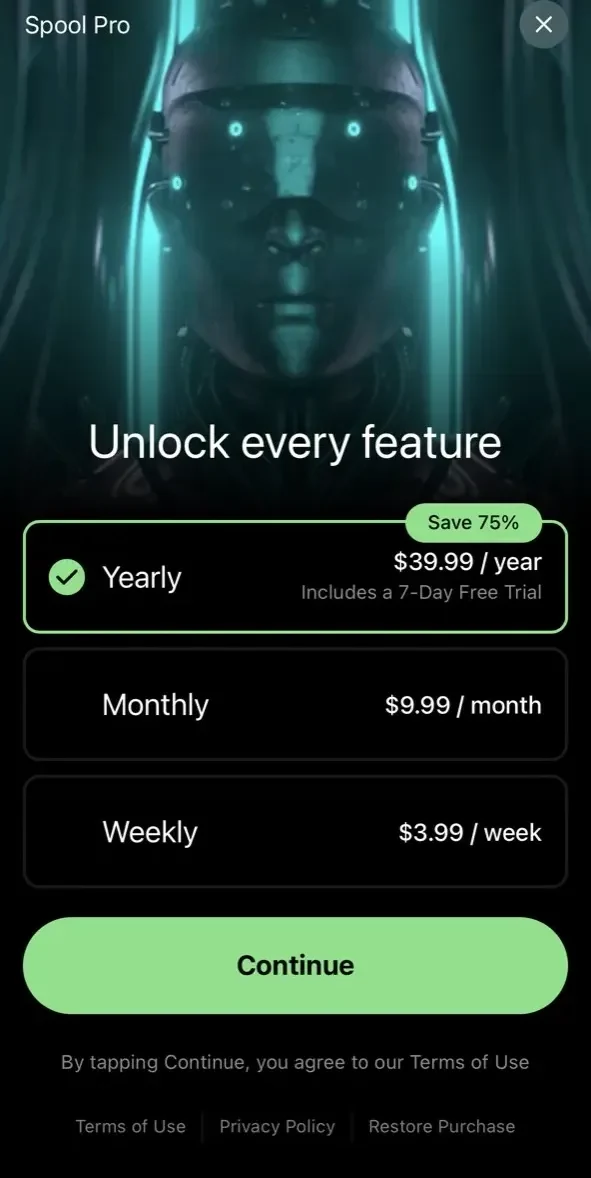 Spool paywall screen