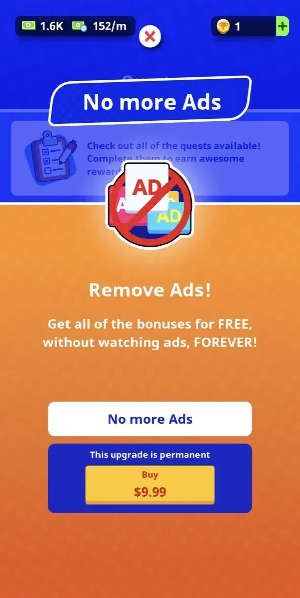 Sports City Tycoon paywall screen