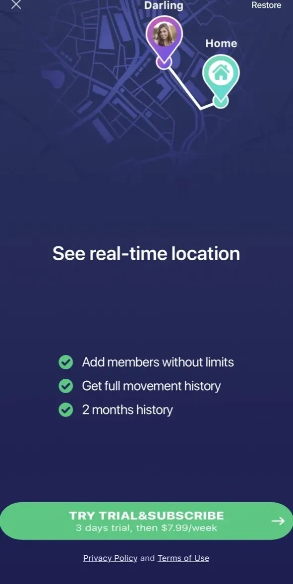 Spoten Phone Location Tracker paywall screen