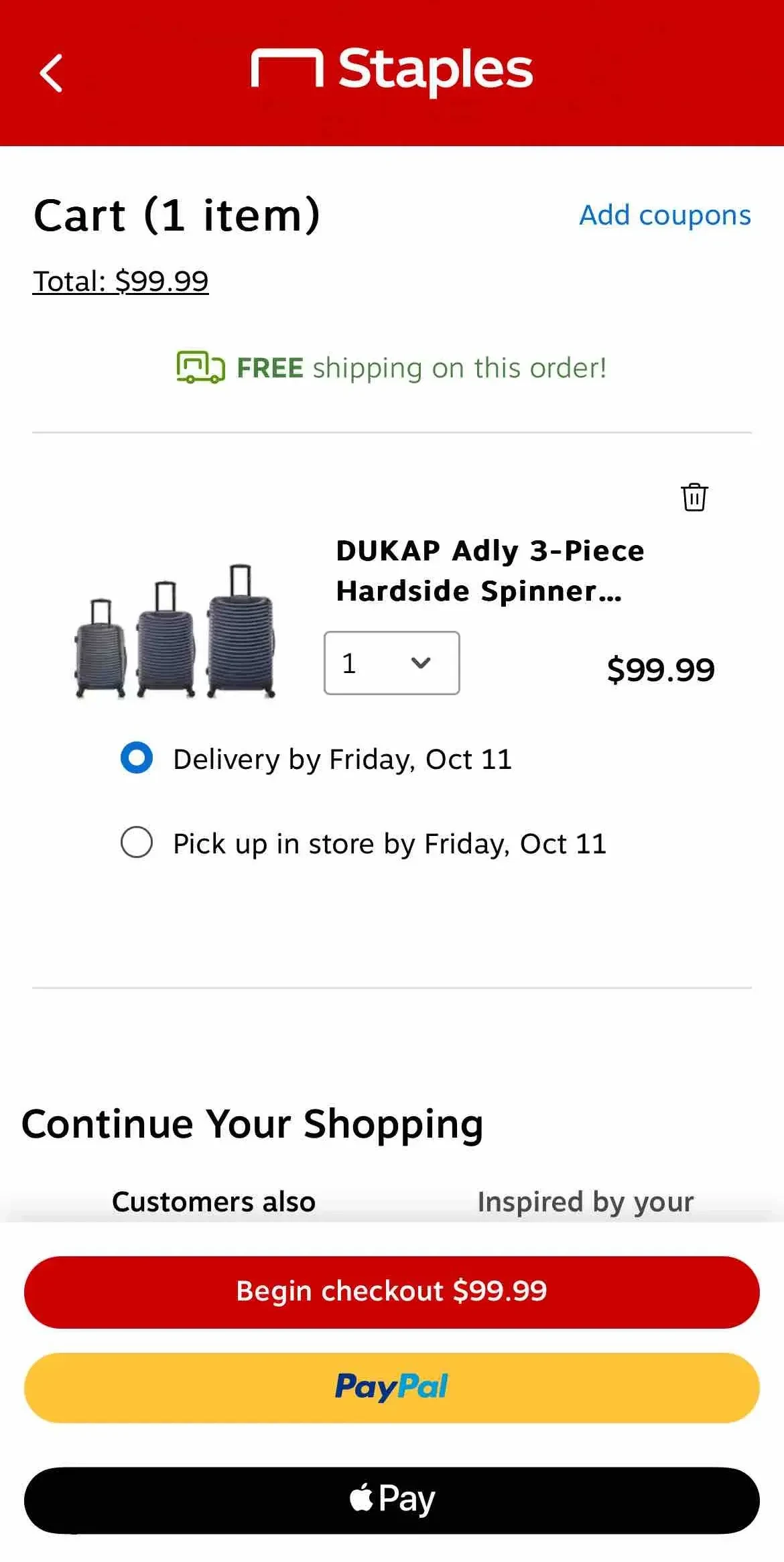 Staples paywall screen