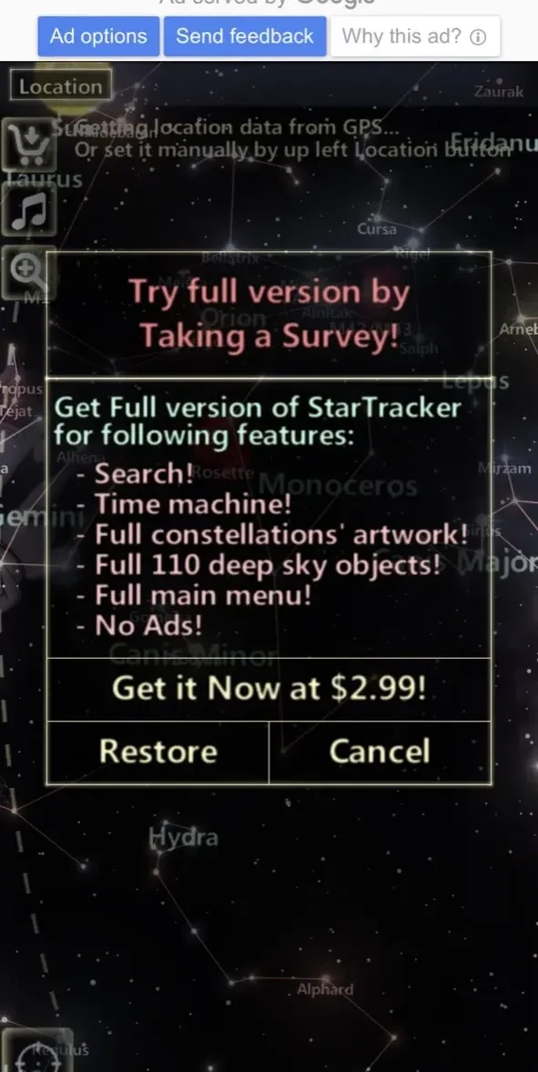 Star Tracker Lite paywall screen