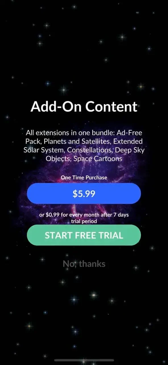 Star Walk 2 paywall screen