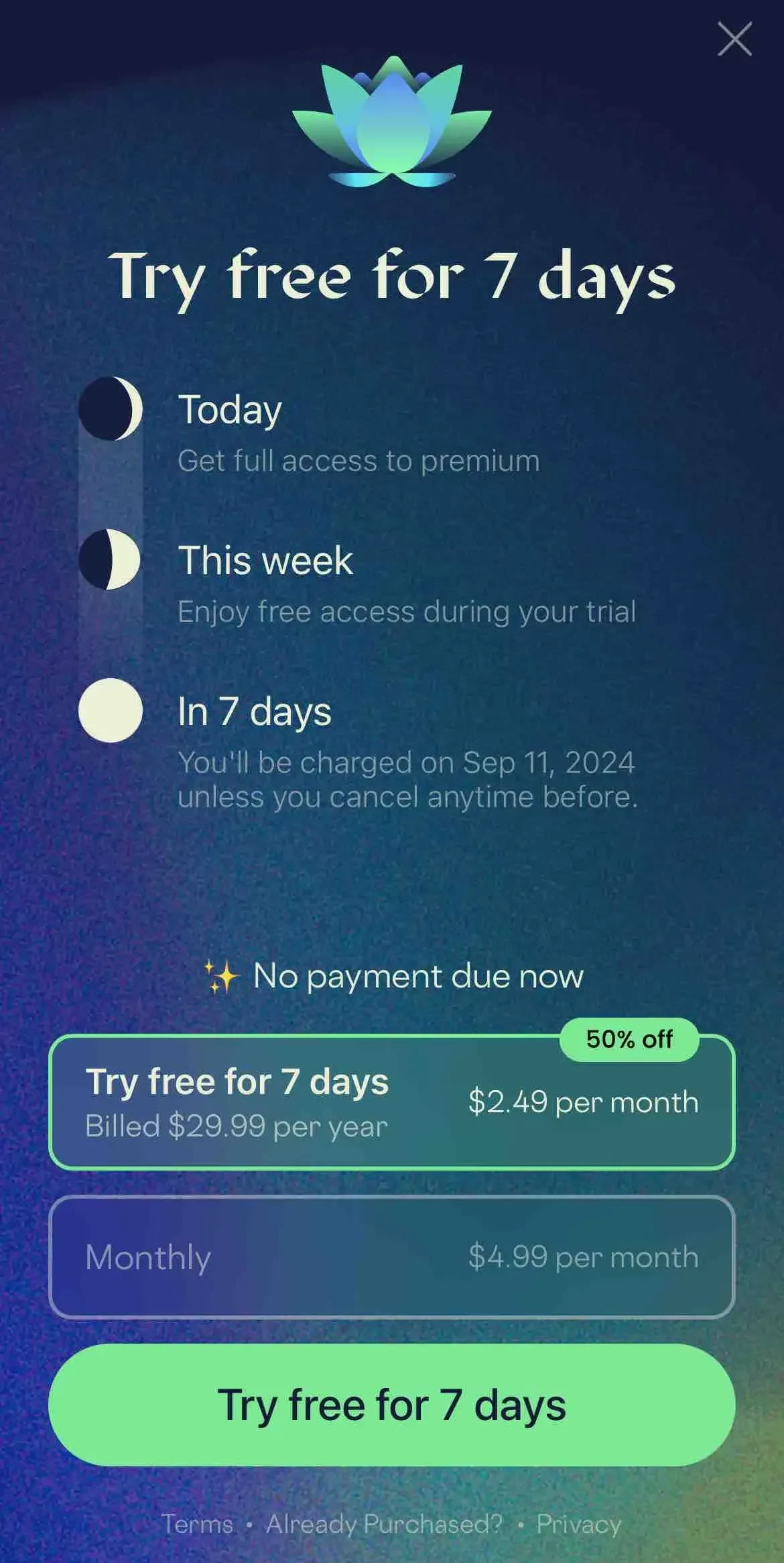 Stardust paywall screen