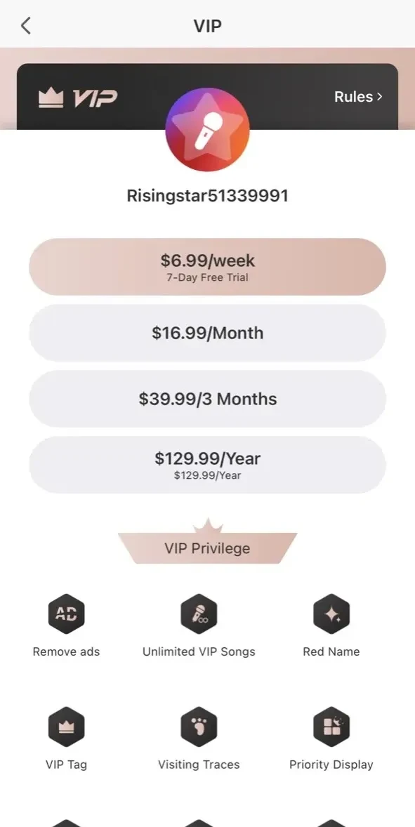 StarMaker paywall screen