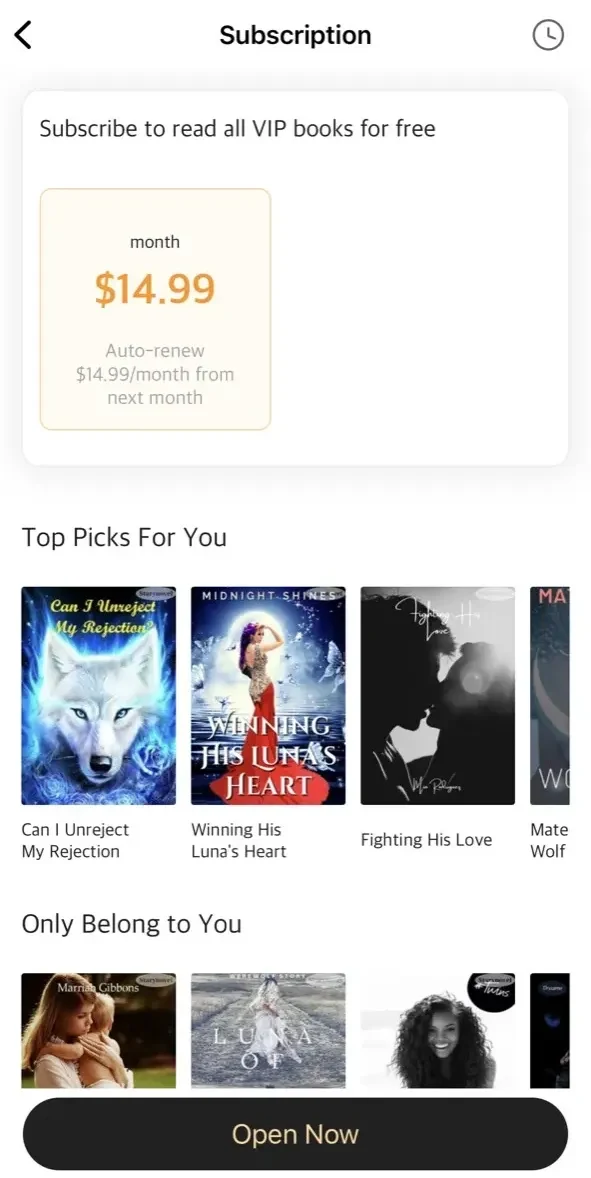 Starynovel paywall screen