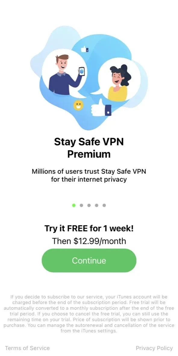 Stay Safe VPN paywall screen