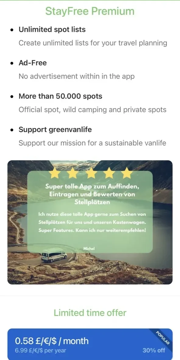 StayFree paywall screen
