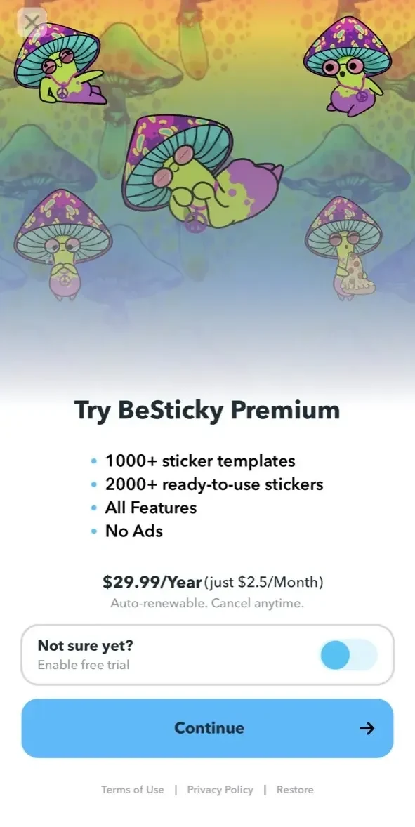 Sticker Maker paywall screen