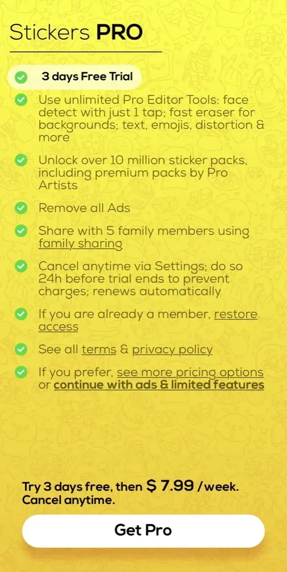 Sticker Maker paywall screen