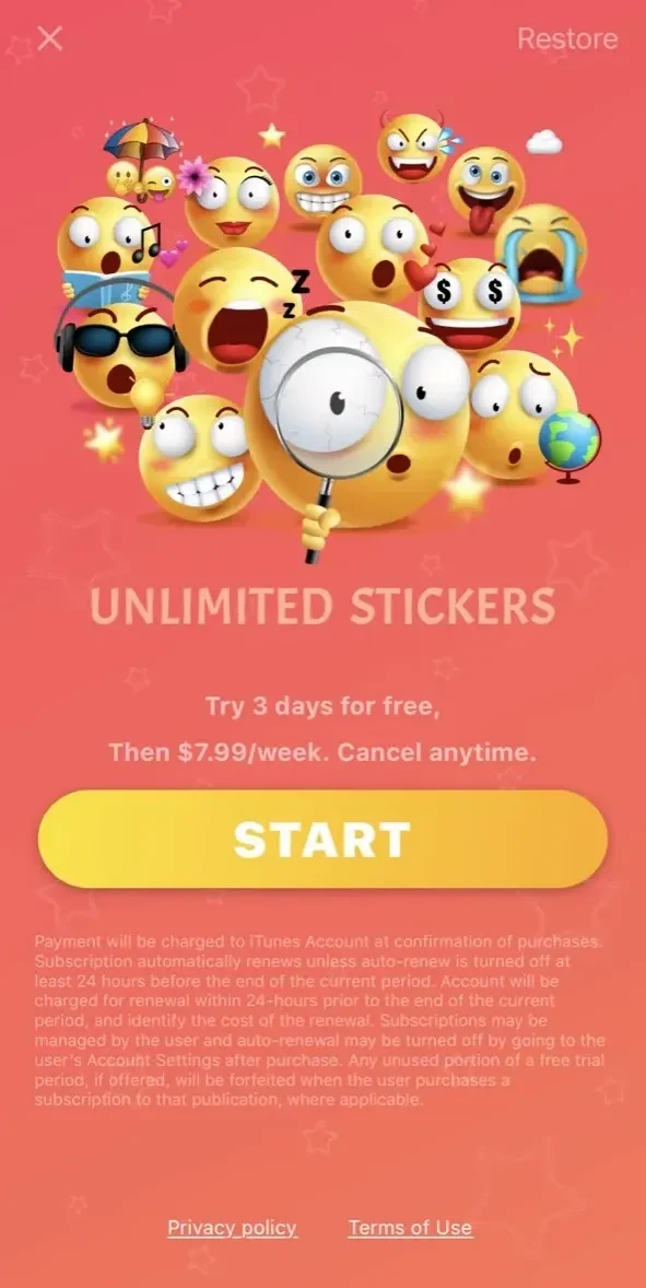 Stickerfy paywall screen